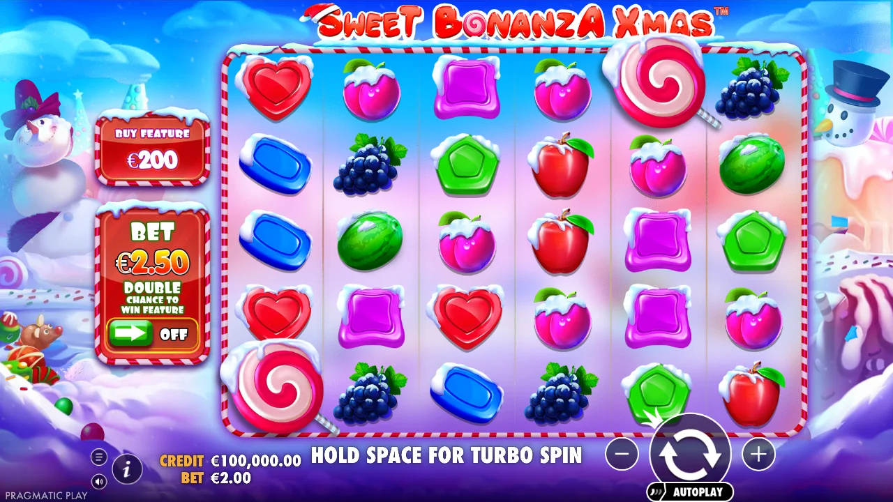 Sweet Bonanza Xmas slot game interface